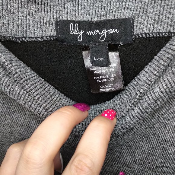 Thick dark gray fleece lined leggings warm - Picture 4 of 11